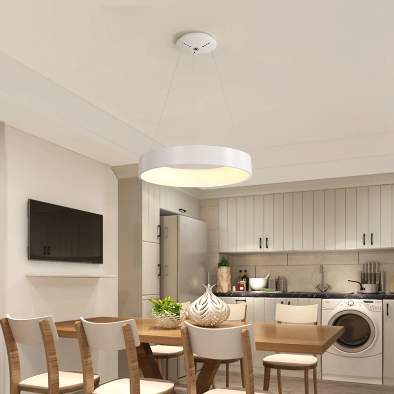 Люстра круглый стол led простая модная художественная для столовой железная лампа