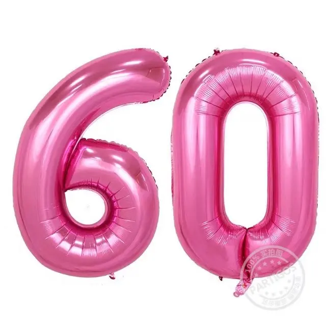 Шары на день рождения 60 лет 40 дюймов гелиевые черные золотые цифры баллон для