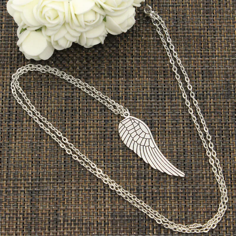 Новое модное ожерелье с крыльями ангела 47х15мм подвески из серебра короткое