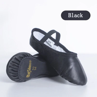 Black Балетки из натуральной кожи для девочек, детская профессиональная бальная комната, танцевальная мягкая детская обувь на плоской подошве, кроссовки из овечьей кожи черного цвета - Цвет: Black