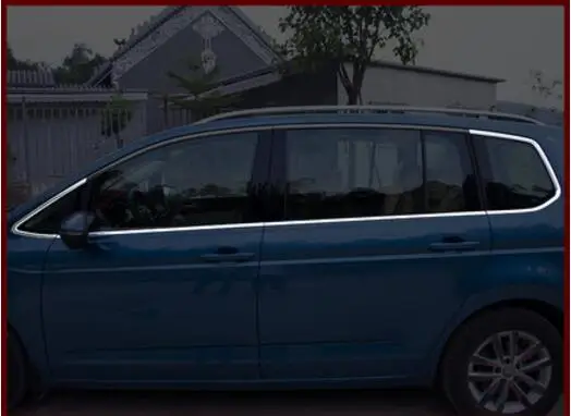 8pcs Украшение автомобиля из нержавеющей стали с полным окном полоски Накладка подходит для VW Volkswagen Touran - Цвет: 8pcs
