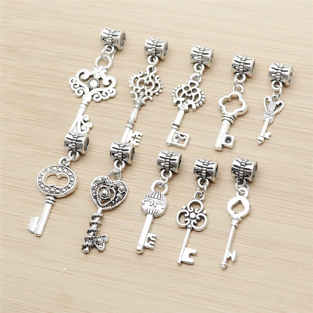 Микс ключ Шарм 20 шт./лот винтажная серебряная подвеска в форме Совы fit pandora талисманы Браслеты DIY ювелирных изделий Изготовление