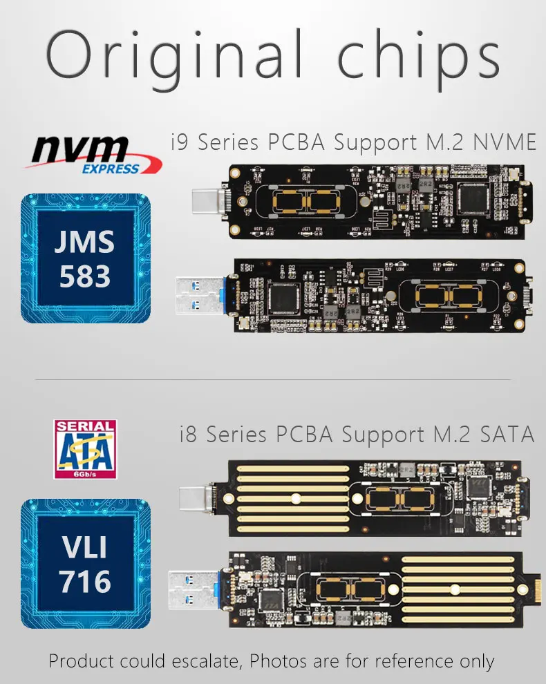 JEYI AVIGATOR m.2 NVME TYPE C USB3.1 GEN2 Магнитный всасывающий мобильный SSD box TYPE C3.1 JMS583 m2 USB3.1 M.2 PCIE SSD U.2 PCI-E SATA