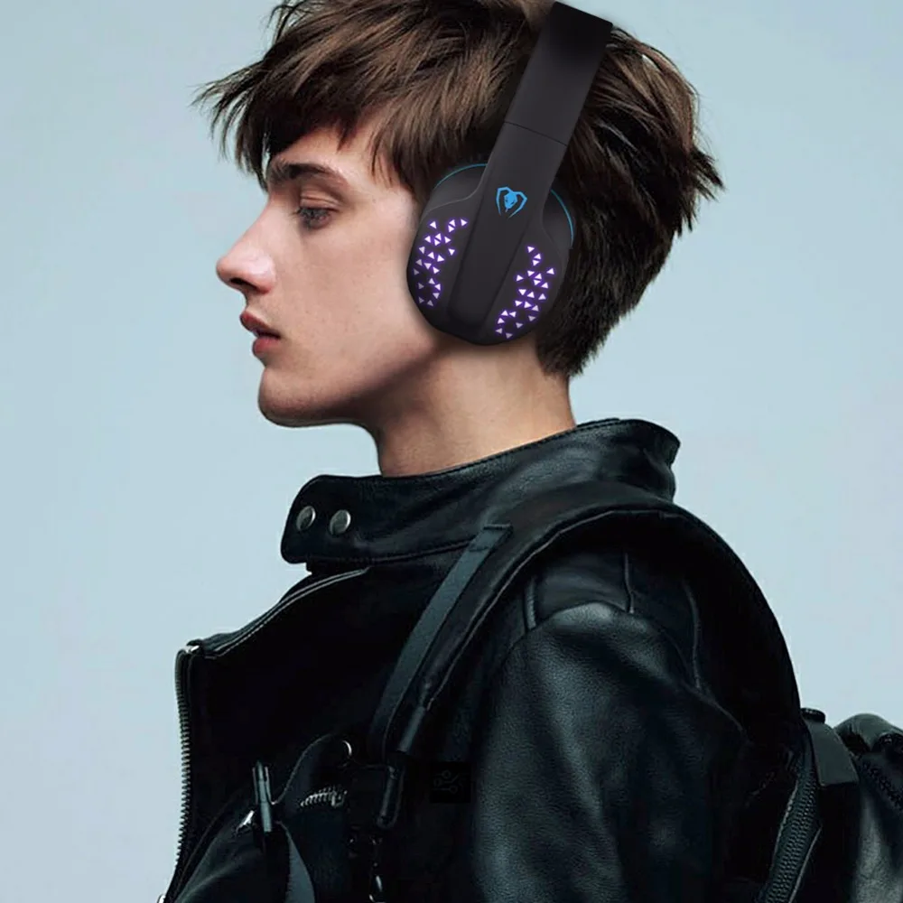 Beexcellent Q2 Беспроводной Bluetooth складные наушники HiFi стереогарнитура с микрофоном светодиодный свет громкой связи Bluetooth гарнитура для телефонов ПК PS4