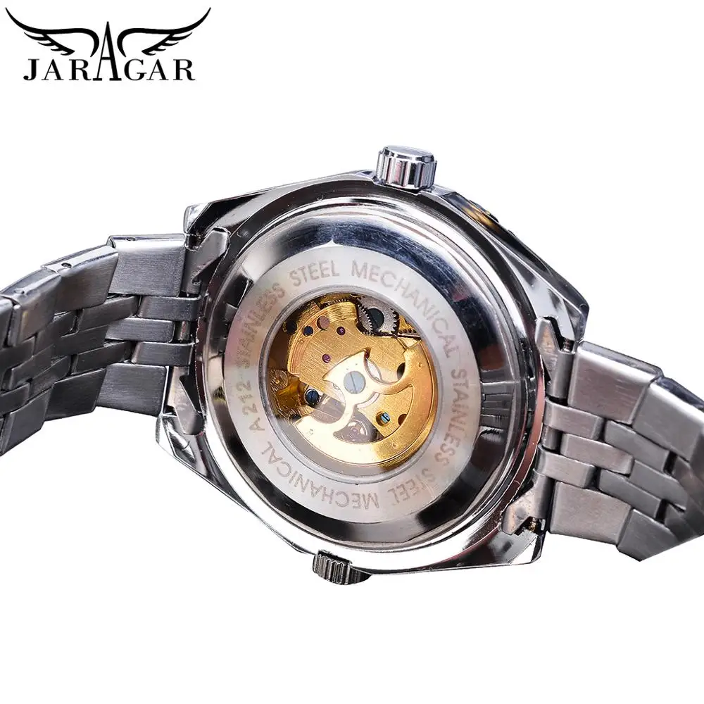 Jaragar Классические Автоматические Мужские часы Relojes Hombre серебряные со стальным