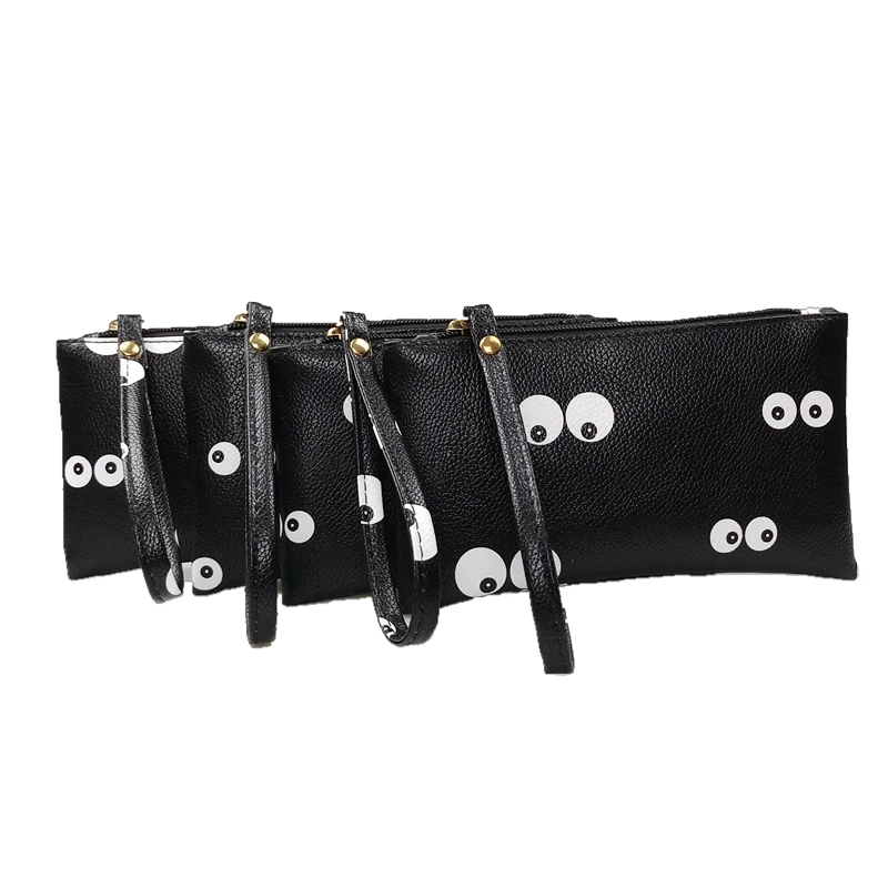 2018 новый модный Забавный женский черный кошелек для девочек из искусственной