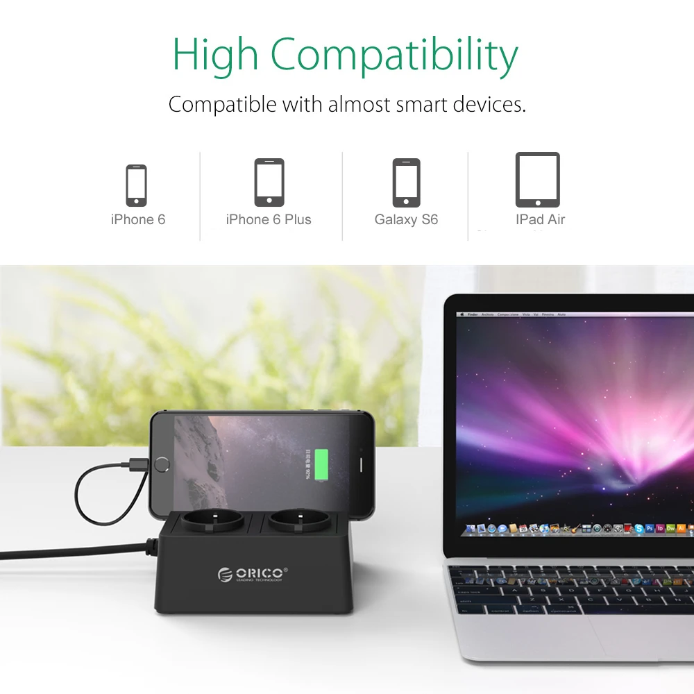 ORICO ODC офисный дом 2 AC штепсельная вилка европейского стандарта с 5 портами USB