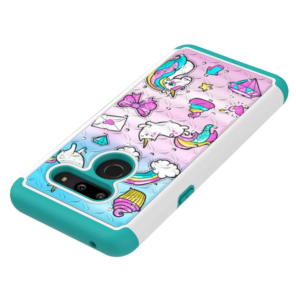 Для LG G8s G8 G7 V40 Thinq Q7 Plus K8 K10 2017 2018 Чехлы милый Единорог медведь горный хрусталь чехол