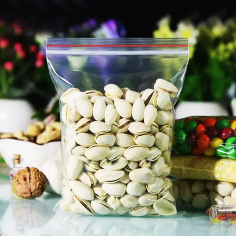 Пакеты для хранения еды 100 шт./компл. закрывающиеся полиэтиленовые Прозрачные