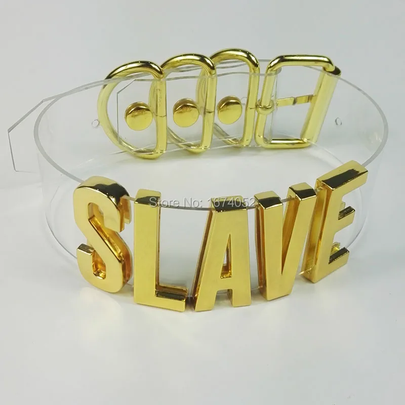 100% ручная работа чокер из прозрачного ПВХ высокая полоса Золотая буквенная