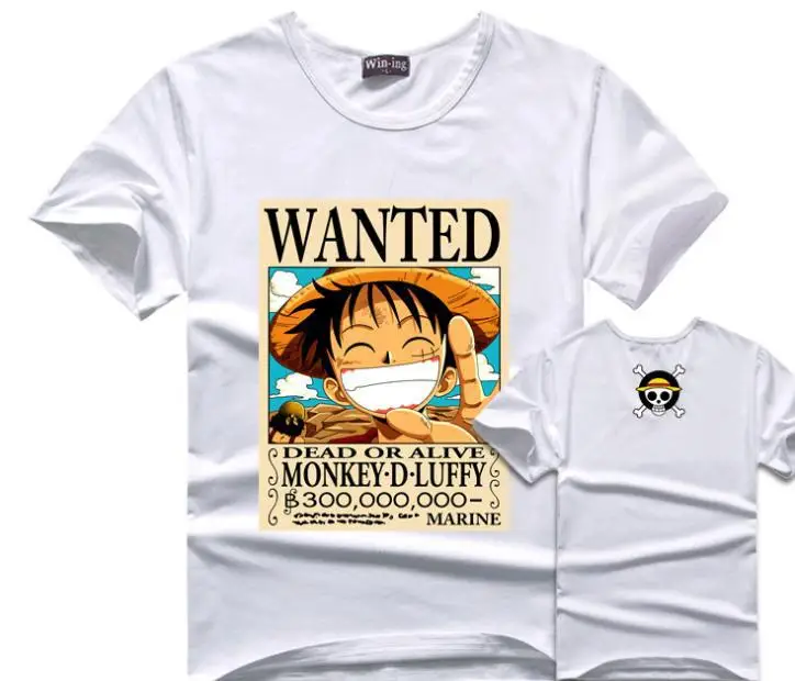 Одна деталь Luffy Wanted футболка Для мужчин хлопковая Футболка Аниме футболки для