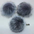 2 шт.лот сделай сам 15 см помпоны из Меха чернобурки меховые шарики для вязаной шапки шапочки и брелока и шарфа помпоны из натурального меха