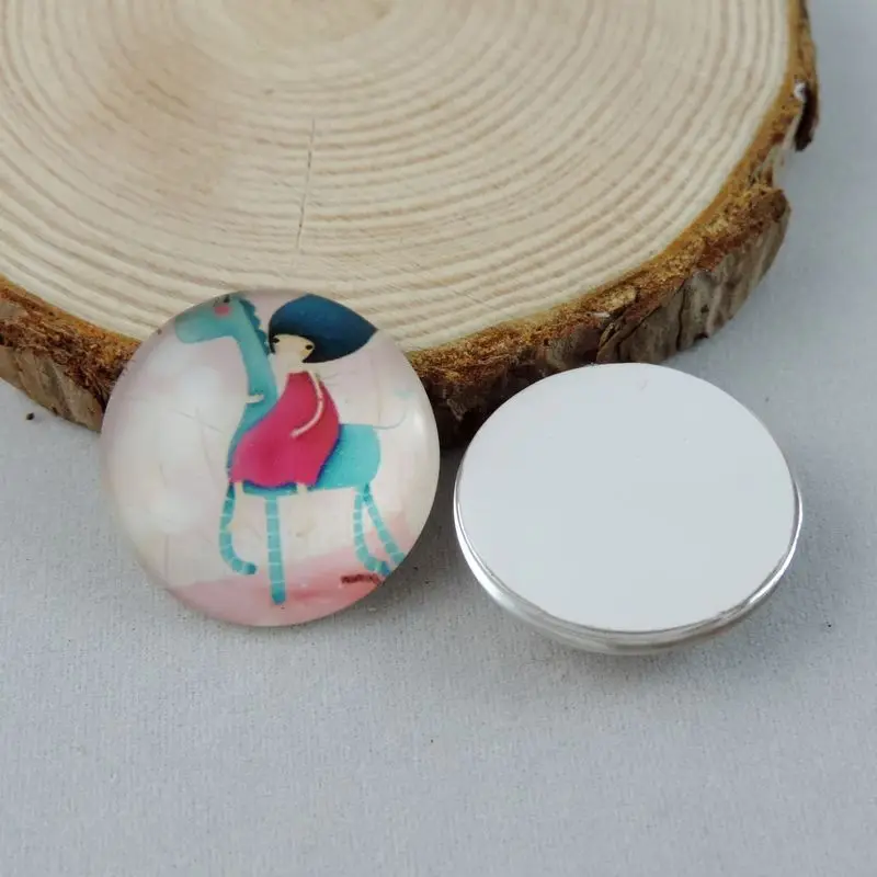 15 шт. 25 мм стеклянный круглый мультяшный чехол для девочек камея кабошон