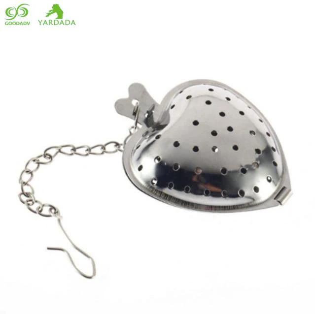 1 шт Нержавеющая сталь ручка Чай Infuser в сетки мяч форме сердца фильтр w/молния Leaf
