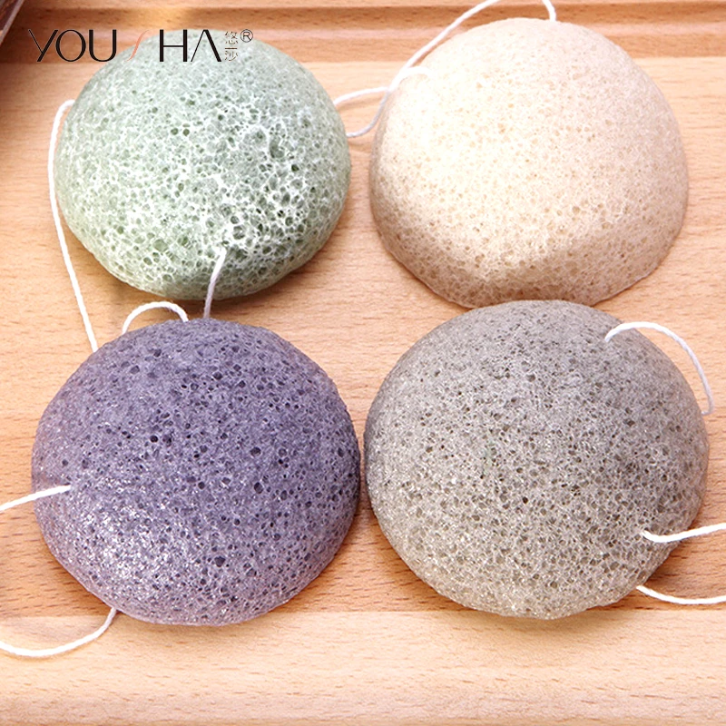 YOUSHA спонж Конняку натуральный для очищения кожи жирной акне на лице