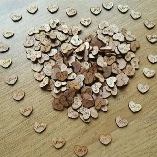Романтическая 100 шт деревянная любовь Сердце свадьба для декорации стола