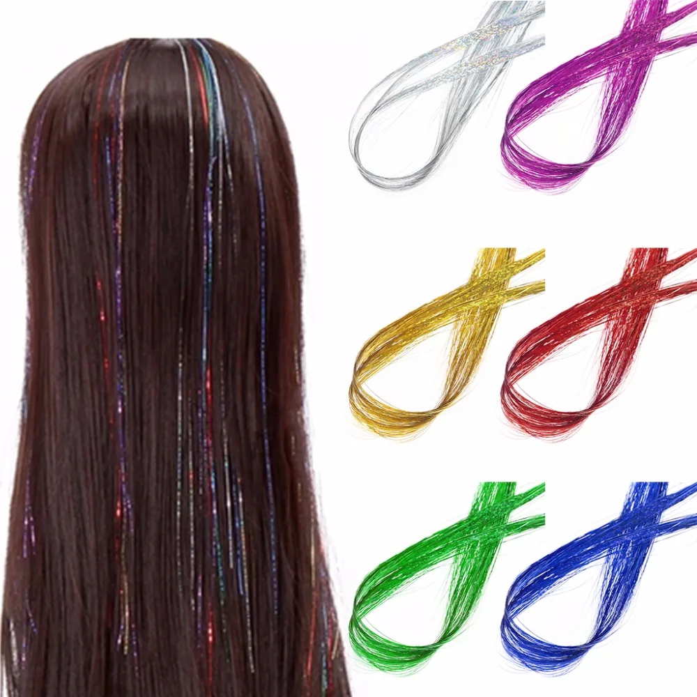 Новые Контурные синтетические волосы для наращивания Flareing аксессуары Tinsel Блестящий Блеск 92 см 6 цветов