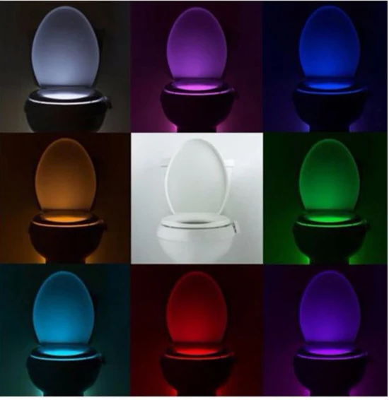changeable LED Smart Motion Sensor Toilet Seat Night Light Waterproof Backlight Luminary Bathroom WC Light Fixtures 8 Colors Night Lamp - Испускаемый цвет: changeable