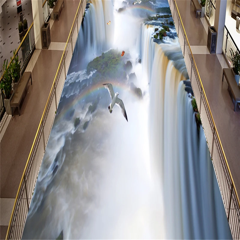 Beibehang птицы скалы Водопад Ванная кухня пол walkway to 3D обои фрески | Строительство и