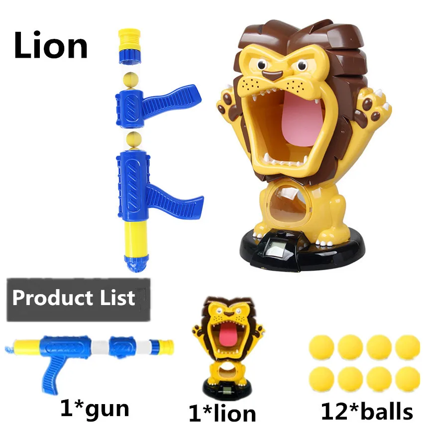 Lion 1 комплект с воздушным питанием для мальчиков, Детская безопасность, мягкие пули, игрушечный пистолет, забавный подарок, Крытый хит, голодна утка, игра, мишень, пуля, игрушка - Цвет: Lion