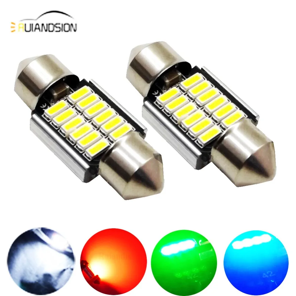 2 шт. 12SMD 4014 светодиодный Canbus 31 мм гирлянда Подсветка салона Купол Карта лампы DE3175
