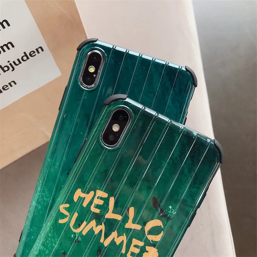 Оригинальный английский алфавит зеленый чемодан чехол для телефона iPhone 7 8 Plus XS