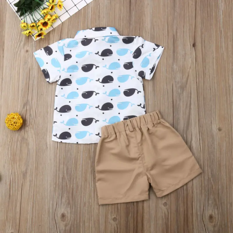 2019 Summer Toddler Baby Boys Clothes Whale Tops T-Shirt+ Pants Shorts 2PCS Outfits Size 2-6T | Детская одежда и обувь