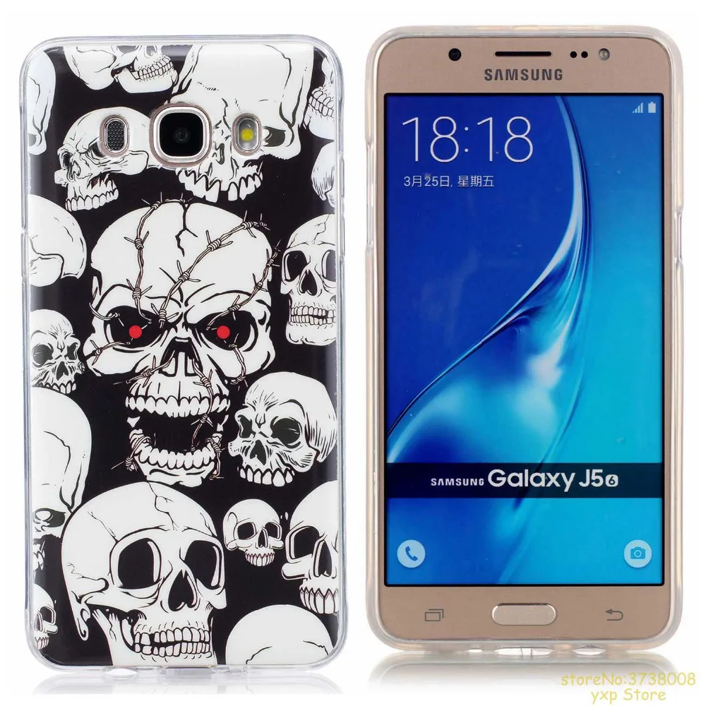 Светящийся чехол для телефона Samsung J5 2016 J510 мягкий светящийся в темноте из ТПУ и