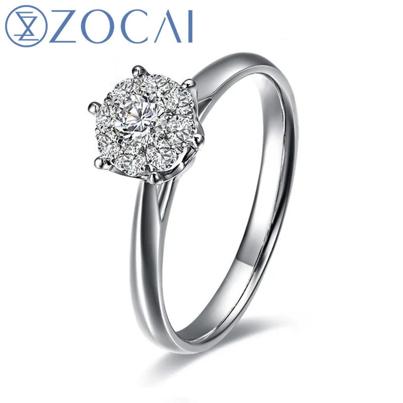 Кольцо ZOCAI из белого золота 1 5 пробы с бриллиантами 0 34 карат|ring brand|ring ringring gold white |
