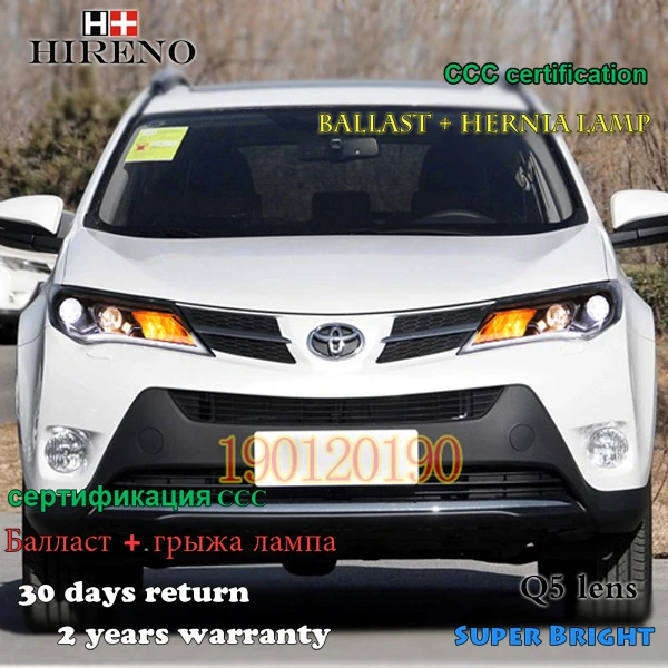 Hireno фары для 2013 2015 Toyota RAV4 фар сборки LED DRL ангел объектив двойной луч ксеноновые 2