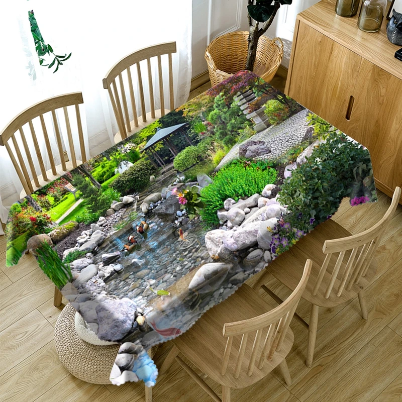 Красивая утолщенная хлопковая скатерть с цветами и Бруком 3d Зеленая морская