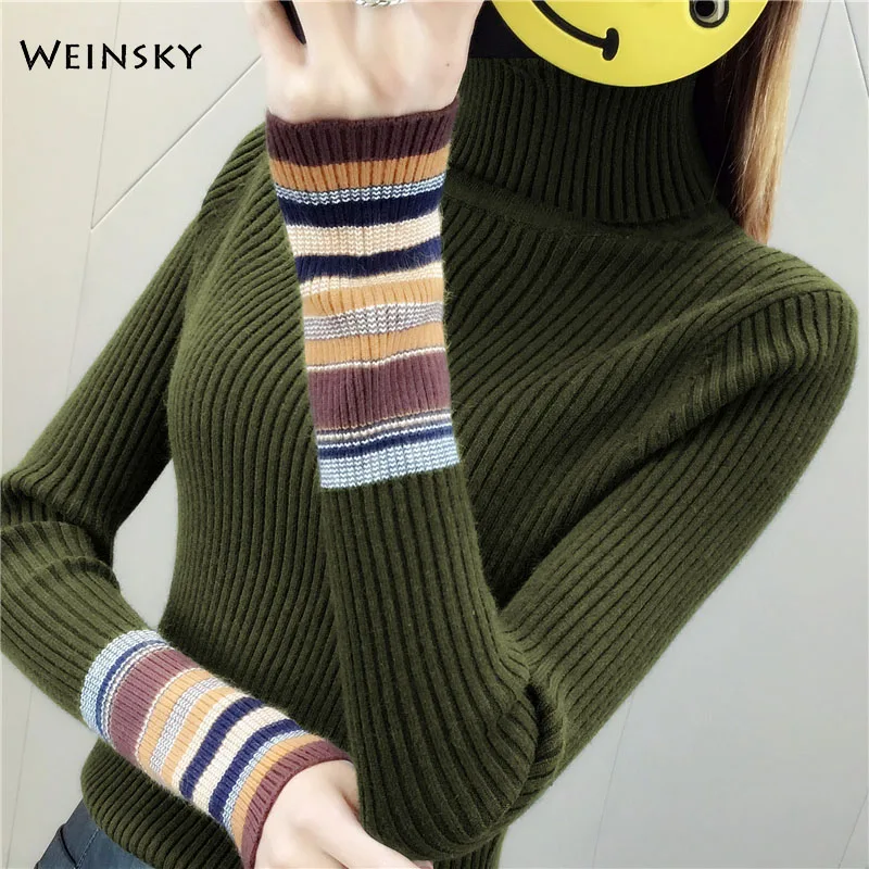 Women Knitted Jumper Sweater And Pullovers Korean Fashionl Style Turtleneck Sweaters Winter Autumn 2019 New Tops | Женская одежда