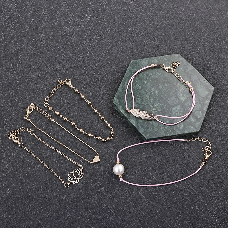 YAOLOGE New Product Wholesale Women Imitation Pearl Lotus Adjustable Pendant Multilayer Bracelets Zinc Alloy Vintage Romantic | Украшения и