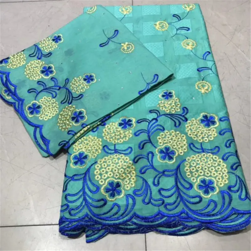 Африканский Базен Riche ткань с Тюль пряжа шарф Набор 5 + 2 ярдов/партия Роскошные