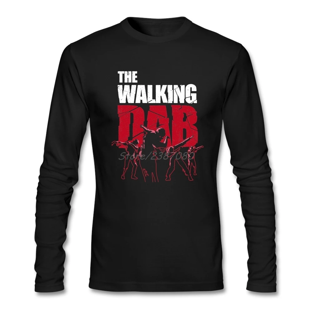 Dabbing Walking Dab Zombie футболка Хлопковая мужская футболка с круглым вырезом и длинным рукавом The Walking Dead Новинка г. Kpop футболки для мальчиков - Цвет: Черный