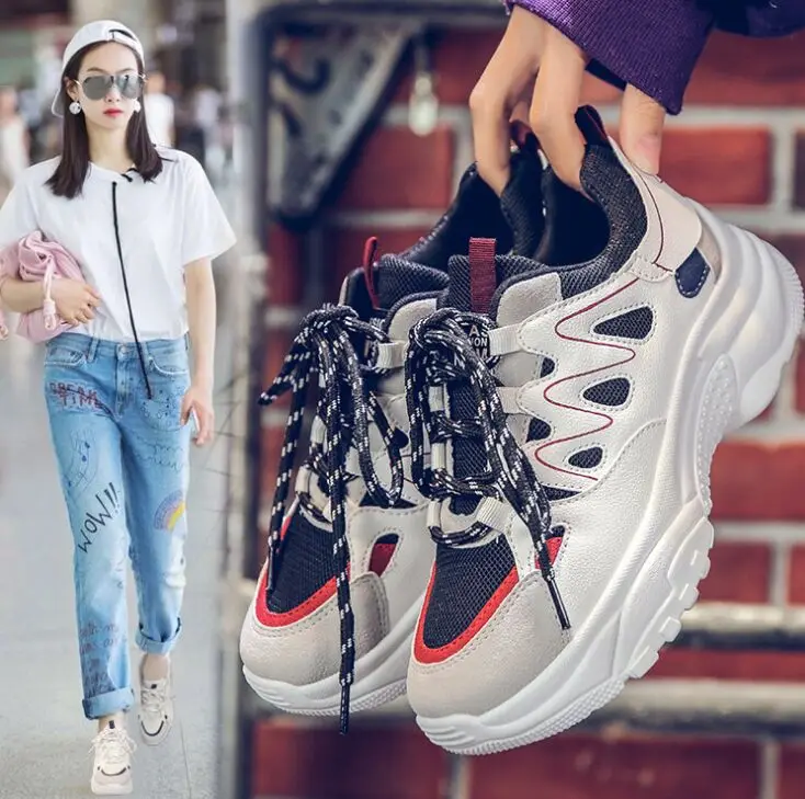 Женские кроссовки на платформе Повседневная Удобная Обувь для тренировок весна