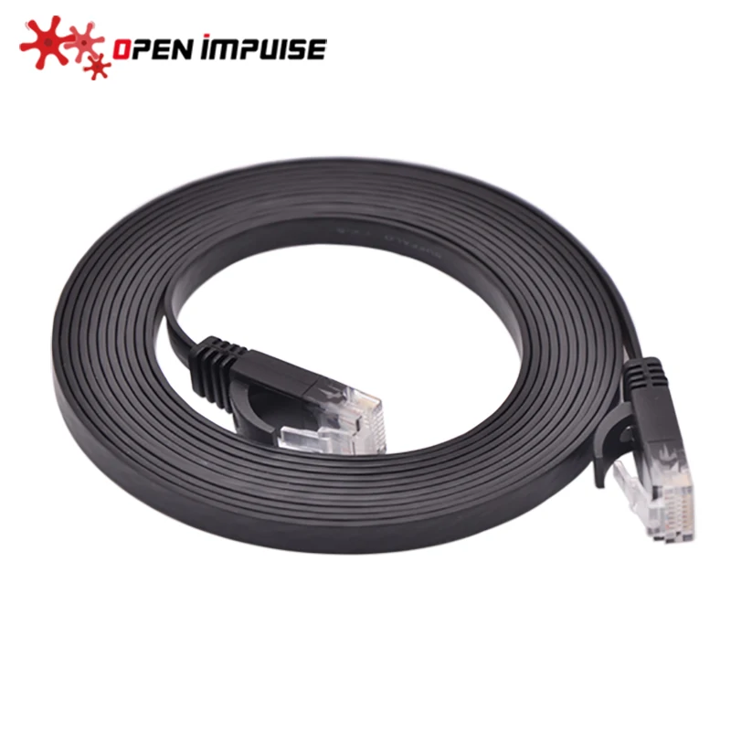 Новинка 5 м CAT6 CAT 6 плоский UTP Ethernet сетевой кабель RJ45 патч корд LAN черного цвета