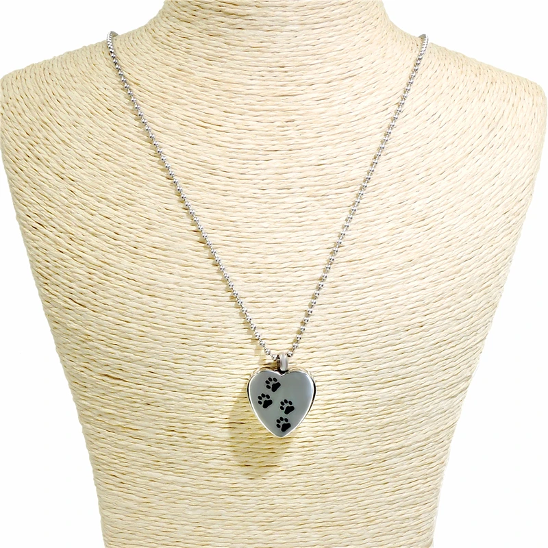 Женский кулон из нержавеющей стали собачья лапа ПЭТ лазерный сердце памятный