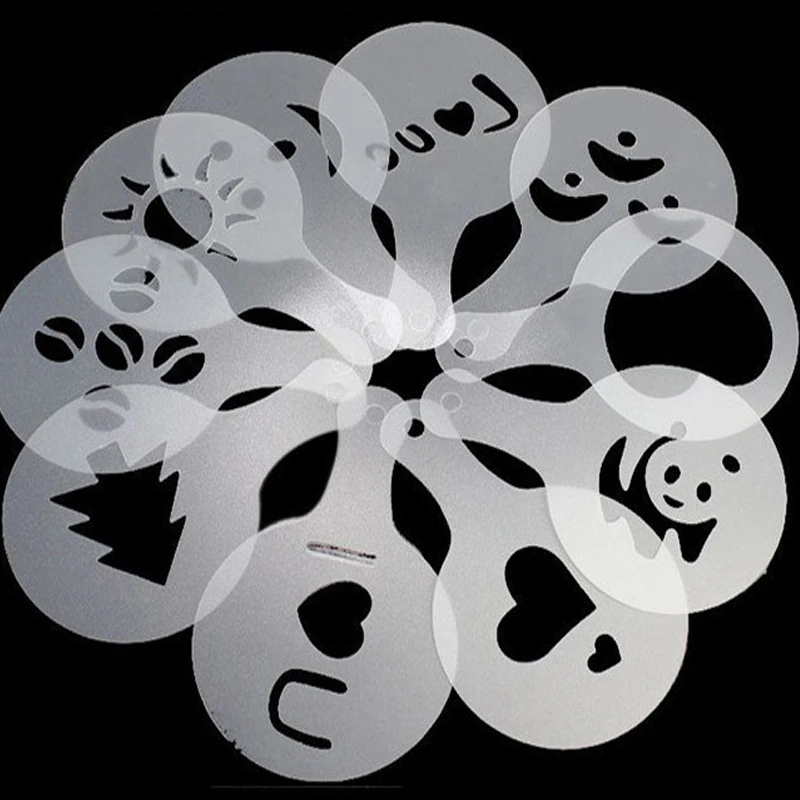 FEIGO 16Pcs/set Fancy Coffee Printing Flower Mould Plastic Cafe Foam Spray Barista Stencils Decoration Tool Garland Mold C296 | Дом и сад