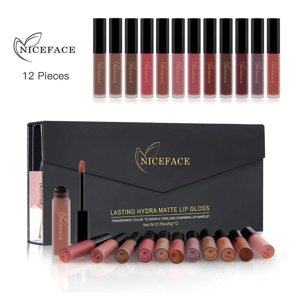 12 шт. брендовый водонепроницаемый набор для макияжа губ пигментированный