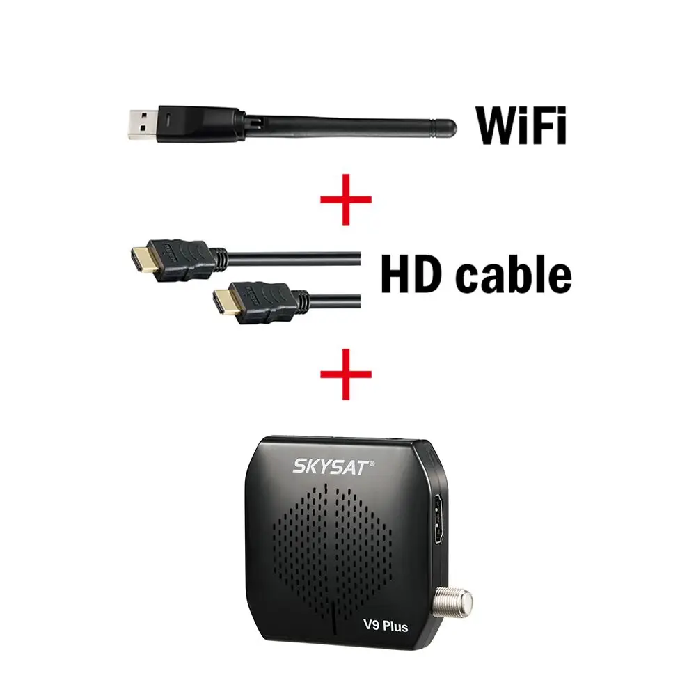SKYSAT V9 Plus Cccamd Cline Newcamd DVB-S2 SKYSAT V9 Plus поддержка WiFi 3g Youtube PVR PowerVu Biss Full HD MPEG-4 телеприставка - Цвет: V9 Plus HD WIFI
