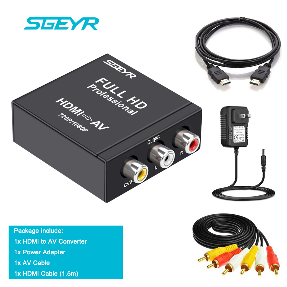 Преобразователь HDMI в AV 3RCA композитный CVBS видео аудио преобразователь SGEYR HDMI2AV