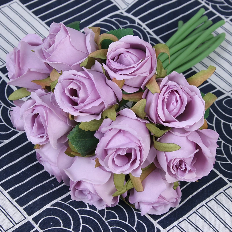 10 Цвета 12 шт./компл. 25x16 см Искусственный Сатиновые розы/украшение на свадьбу невесты букет шелковых цветок «сделай сам» для дома приспособления для декора вечеринки