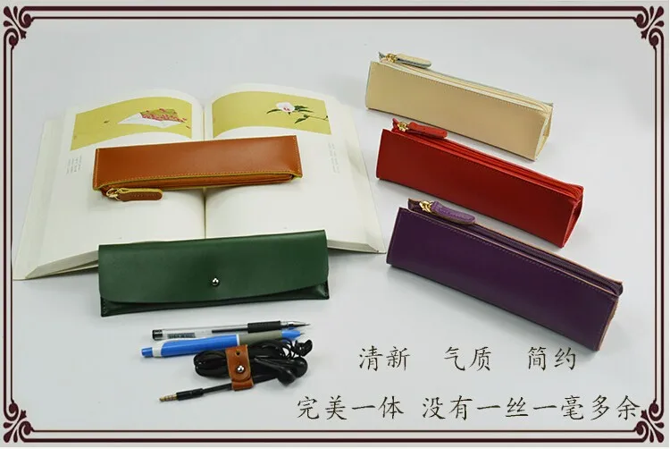 Винтажная сумка для ручек из натуральной кожи, большая емкость для школьниц, вечерние принадлежности для школы, чехол для карандашей, подарок, корейские канцелярские принадлежности