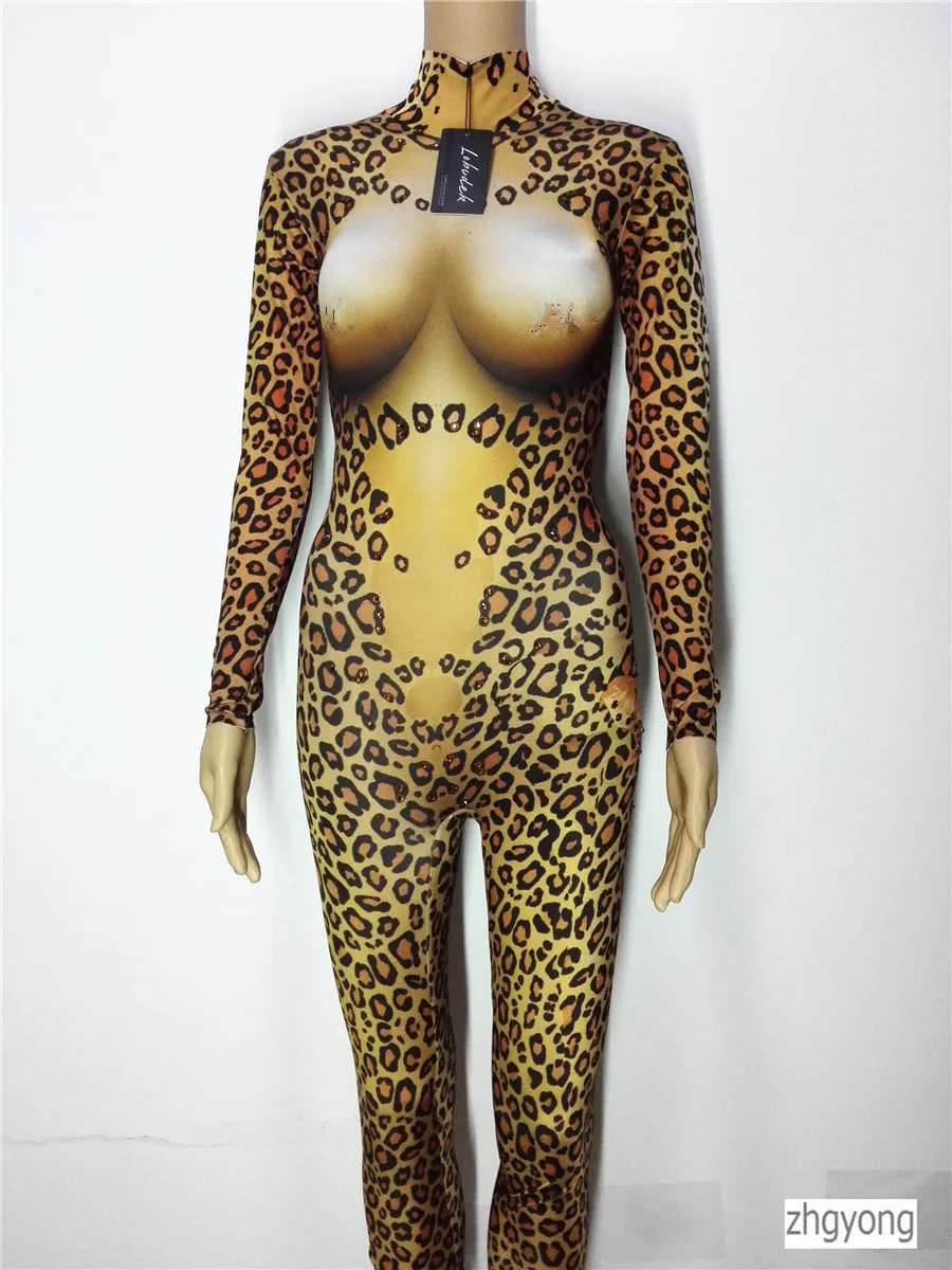 Женский леопардовый комбинезон костюм для певицы DJ DS|jumpsuit women|women jumpsuitjumpsuit sexy women |