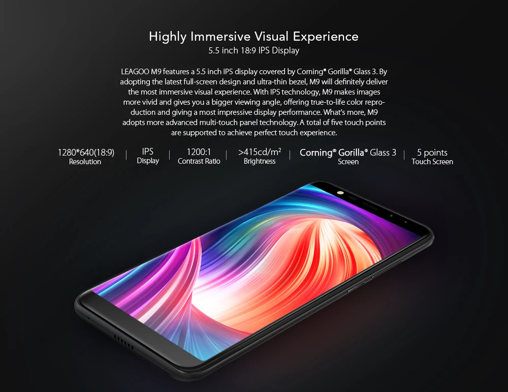 LEAGOO M9 смартфон 5 &quot18:9 полный Экран четыре камеры 2 ГБ + 16 Android 7 0 MT6580A 4 ядра 2850 мАч
