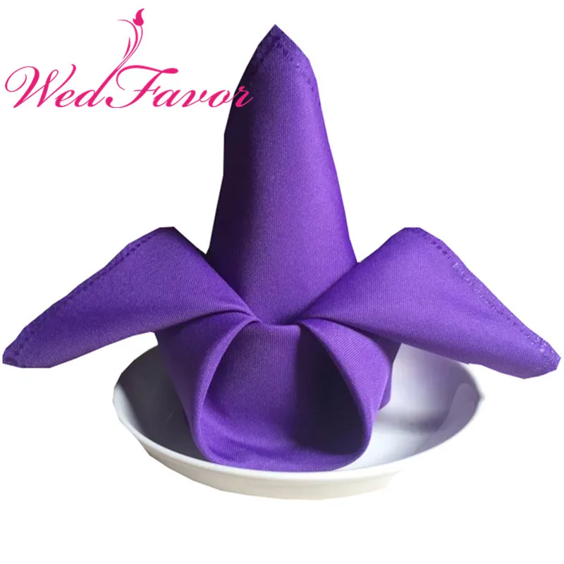 Purple WedFavor 50 шт. 45x45 см Visa полиэфирные столовые салфетки для ужина, льняные носовые платки для свадебного праздника в отеле - Цвет: Purple