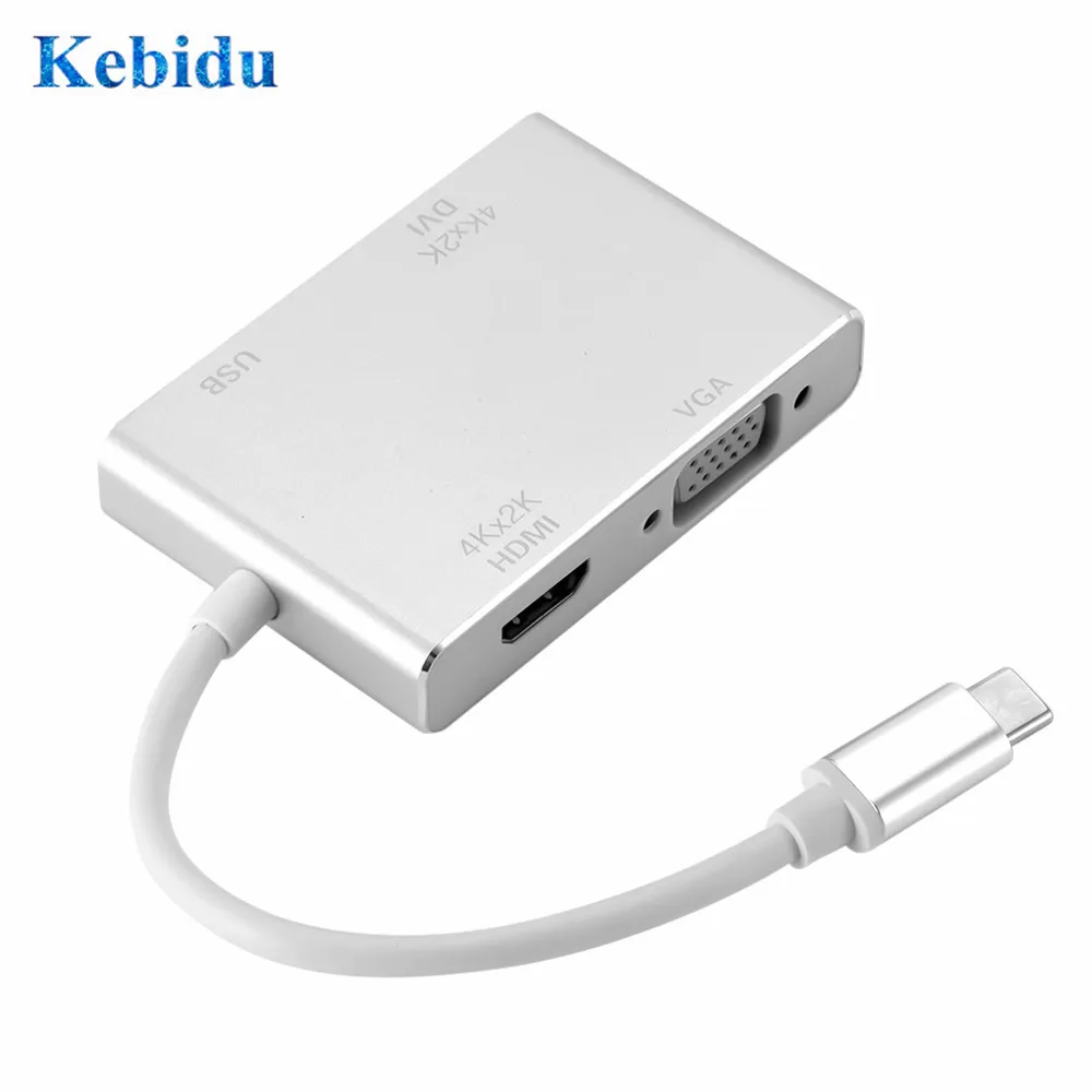 USB разветвитель KEBIDU 4 в 1 3 C совместимый с HDMI Кабель адаптер VGA DVI 0 для ноутбука