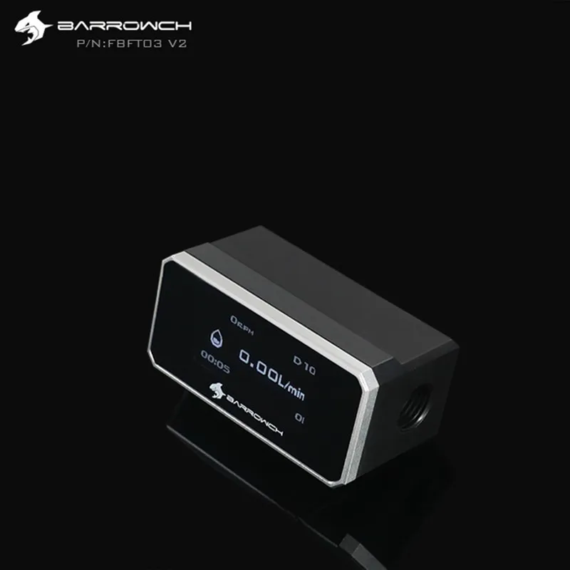 Barrowch цифровой дисплей с водяным охлаждением трубопровода мониторинг потока OLED расходомер FBFT03 V2 - Цвет лезвия: Серебристый