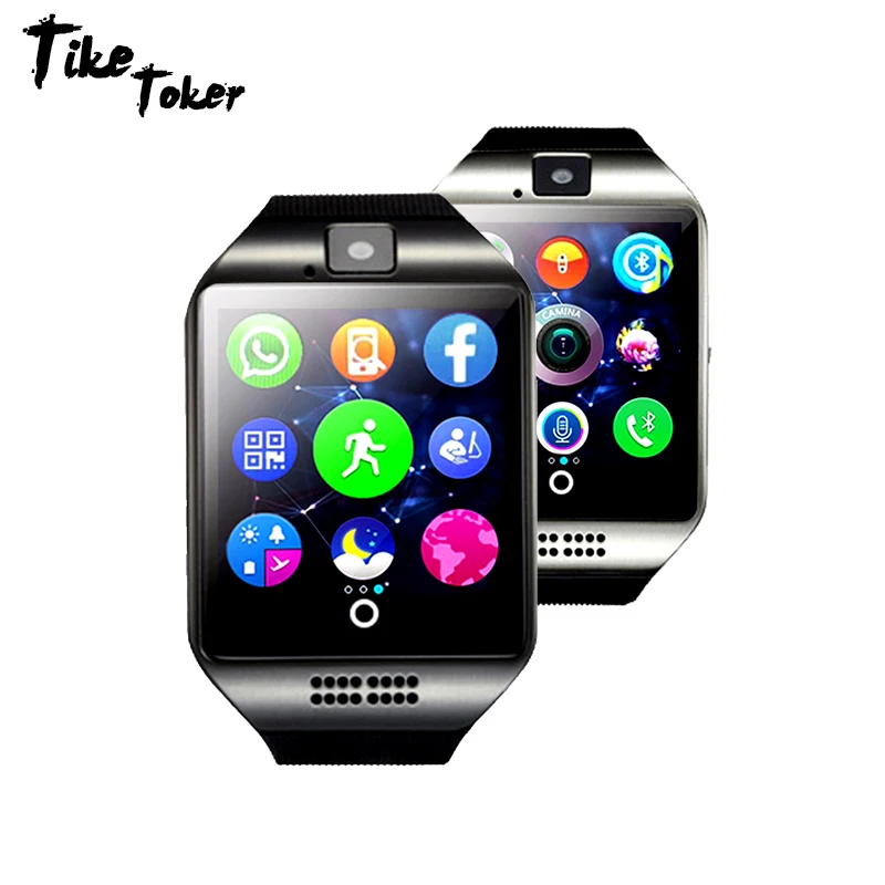 TIke Toker Bluetooth Смарт часы Q18 с камерой Facebook Whatsapp Twitter Синхронизация SMS Smartwatch поддержка